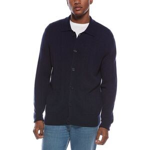 Kier + J Mens Wool & Cashmere-Blend Cardigan, Blue